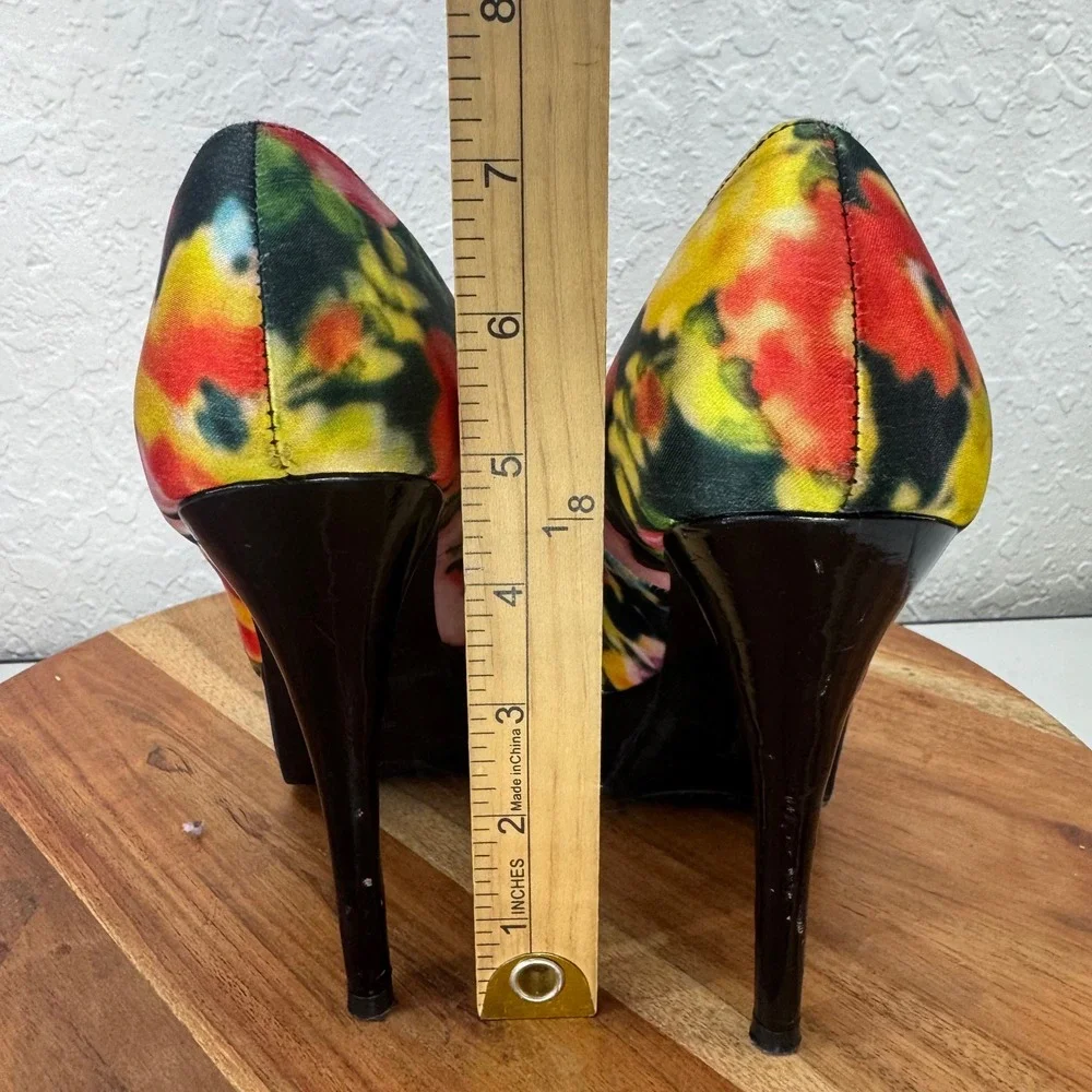 Trash Platform Heels‎ Womens Size 6.5 Floral Print Stiletto Pumps Multi Color